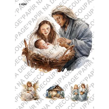 Umělecký papír Rýžový a soft papír na decoupage - Vánoční motiv - KB0298 Materiál: Soft, Rozměr: A4