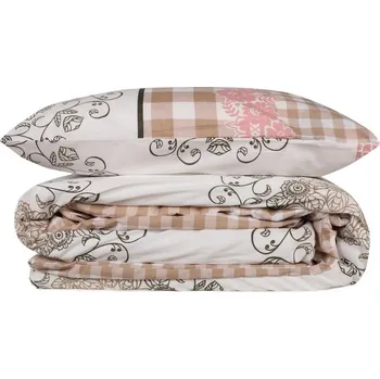 Povlečení Bílo-růžové povlečení na jednolůžko z bavlny Renforcé 140x200 cm Nazenin – Mijolnir ID_1741694