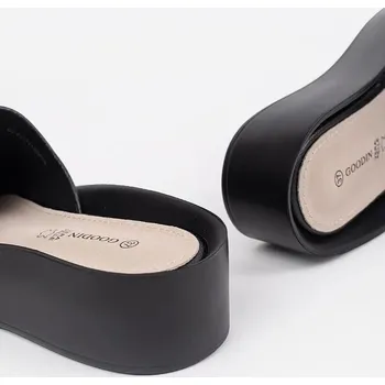 Dámské žabky Goodin Stylové dámské černé nazouváky na plochém podpatku 38