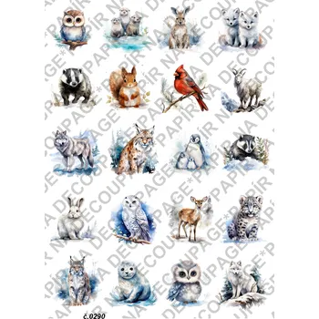 Umělecký papír Rýžový a soft papír na decoupage - Zvířata - KB0290 Materiál: Soft, Rozměr: A4