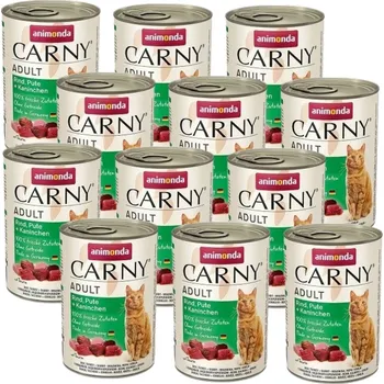 Krmivo pro kočku Animonda Cat Carny Adult příchuť: hovězí maso, krůta a králík 12x400g