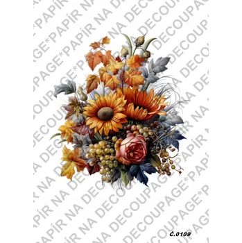 Umělecký papír Rýžový a soft papír na decoupage - Kytice podzimní - KB0109 Materiál: Soft, Rozměr: A4