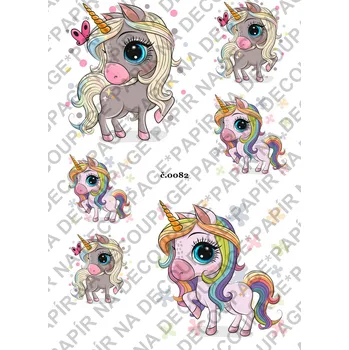 Umělecký papír Rýžový a soft papír na decoupage - Jednorožec - KB082 Materiál: Soft, Rozměr: A4