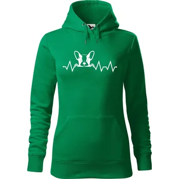 Pánská mikina Dámská mikina Tep buldoček Velikost (žena): M, Vyberte barvu: Středně zelená