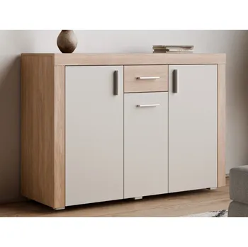 Komoda Komoda Pico, 130 cm, dub jantarový/béžová kašmír, s osvětlením