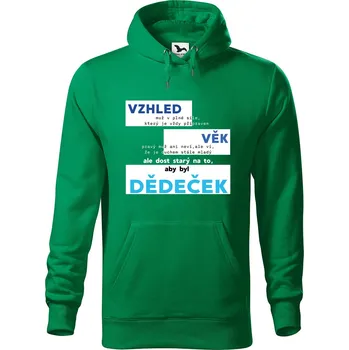 Pánská mikina Pánská mikina s potiskem Dědeček vzhled Velikost (muž): 3XL, Vyberte barvu: Středně zelená