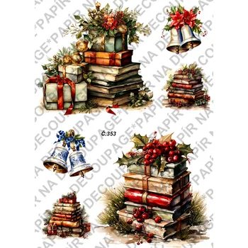 Umělecký papír Rýžový a soft papír na decoupage - Vánoce dárky - KB0353 Materiál: Soft, Rozměr: A4