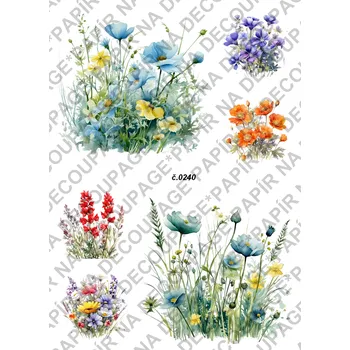 Umělecký papír Rýžový a soft papír na decoupage - Bylinka - KB0240 Materiál: Soft, Rozměr: A4