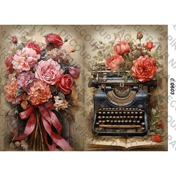 Umělecký papír Rýžový a soft papír na decoupage - Vintage - KB0603 Materiál: Rýžový papír, Rozměr: A4