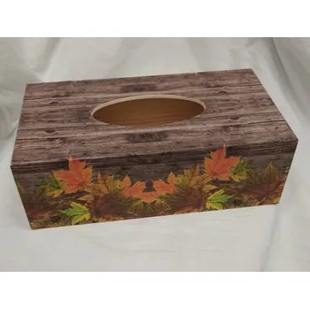 Krabice na papírové kapesníky - Listy na dřevě