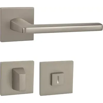 Dveřní kování Dveřní kování rozetové, hranaté, nikl perla (WC) (Rozetová klika)