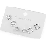 Náušnice z nerezové oceli sada - 2 stříbrná