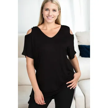 Dámské tričko 99554 Dewberry Short Sleeve Womens Blouse-BLACK dewberry černá 3281761