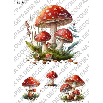 Umělecký papír Rýžový a soft papír na decoupage - Muchomůrka - KB0154 Materiál: Soft, Rozměr: A4