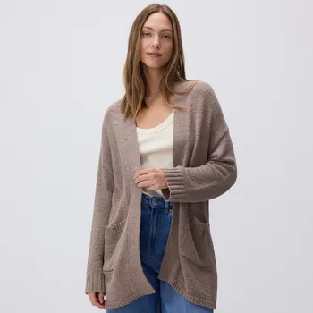 Dámský svetr Reserved - Kardigan s kapsami - kávová - WO190-84X - WO190-84X-L