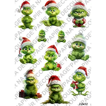 Umělecký papír Rýžový a soft papír na decoupage - Grinch - KB0432 Materiál: Soft, Rozměr: A4