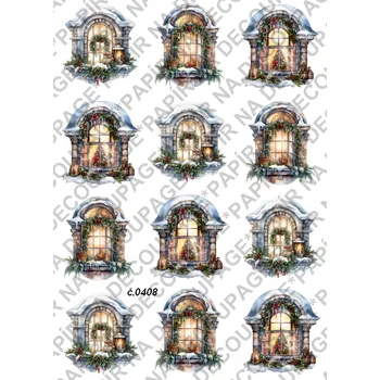 Umělecký papír Rýžový a soft papír na decoupage - Okna vánoční - KB0408 Materiál: Soft, Rozměr: A4