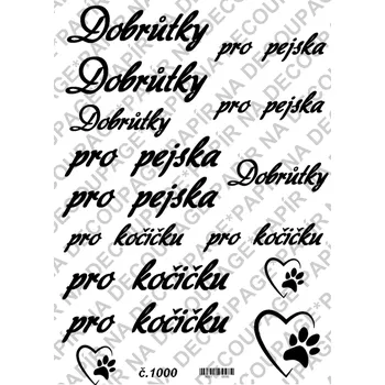 Umělecký papír Rýžový a soft papír na decoupage - Nápis pro zvířátka - KB01000 Materiál: Soft, Rozměr: A4