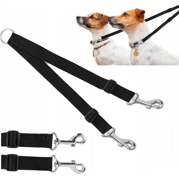 Vodítko pro psa VODÍTKO S DVOJITÝM ROZDĚLOVAČEM PRO PSY, SILNÝ NASTAVITELNÝ DVOJNÍK