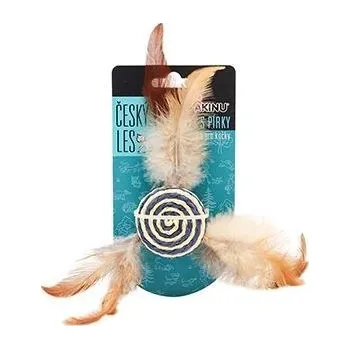 Hračka pro kočku Akinu ČESKÝ LES Šnek sisal s pírky hračka pro kočky modrá