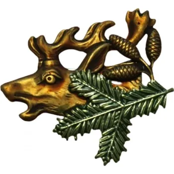 Odznak Hlava jelena a šišky - barevný