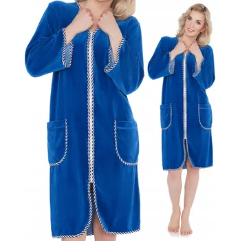 Dámský župan Kuba dámský župan ke kolenům bez kapuce chrpově modrý, velikost XL