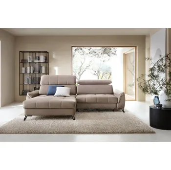 Sedací souprava Rohová sedací souprava Lago s kovovými nožkami a velkým prostorem pro ležení