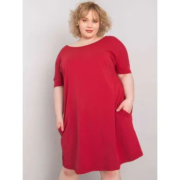 Dámské šaty Vínové šaty s kapsami Bellamy RV-SK-6639.02X-bordo Velikost: XL