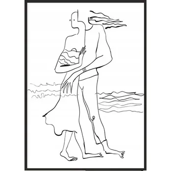 Obraz OBRAZ PLAKÁT V RÁMU 33x43 cm Line art Oni P1865