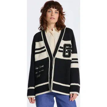 Dámský svetr SVETR GANT VARSITY V-NECK CARDIGAN EBONY BLACK