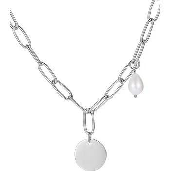 Náhrdelník Náhrdelník Circle s perlou ocelový