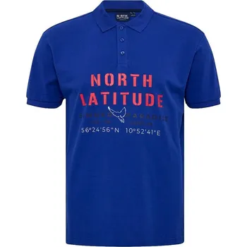 Pánské tričko Pánské tričko s límečkem - polokošile 51124 NORTH LATITUDE modré krátký rukáv 4XL - 8XL - 6XL