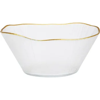 Home Styling Collection Skleněná miska se zlatým okrajem DATURA, 21 cm