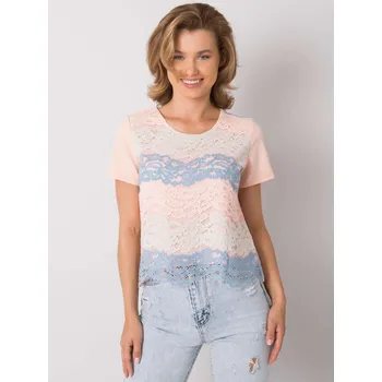 Dámské tričko Modro-béžové dámské tričko s pruhy LK-BZ-506276.07P-beige Velikost: 38