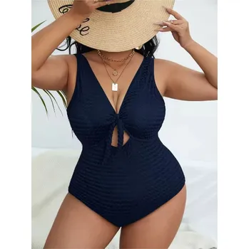 Dámské plavky Dámské elegantní jednodílné plavky PLUS SIZE - tmavě modré Velikost: 4XL