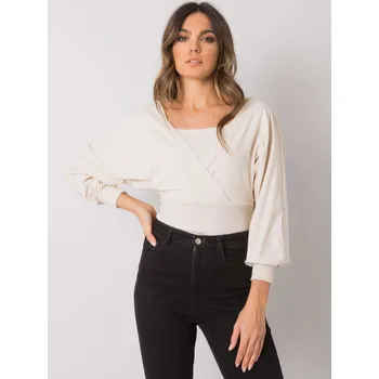 Dámské tričko Smetanové dámské tričko s dlouhými řasenými rukávy RV-BZ-7311.02X-light beige Velikost: M