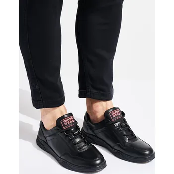 Pánské tenisky Černé lesklé pánské sportovní boty na šněrování V-RS66118B-M Velikost: 45