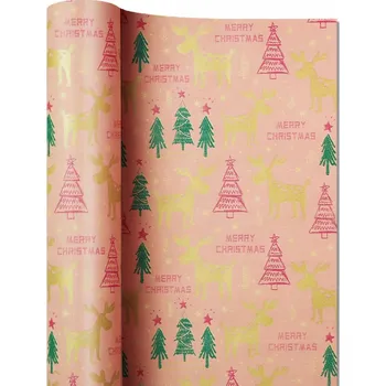 Balící papír Dárkový balicí papír vánoční 43 cm 15 m Sob růžový