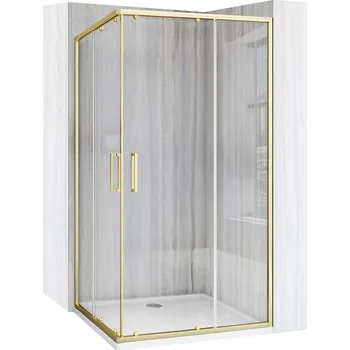 Obdélníkový sprchový kout REA City 80x100 zlatá broušená/transparent + vanička Savoy černá