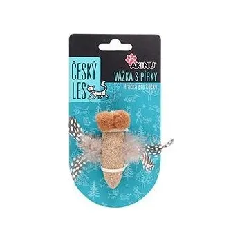 Hračka pro kočku Akinu ČESKÝ LES Vážka se šantou kočičí a pírky hračka pro kočky 8 cm