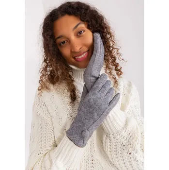 Rukavice Šedé rukavice s ozdobným knoflíkem -AT-RK-239501.10-dark grey Velikost: S/M