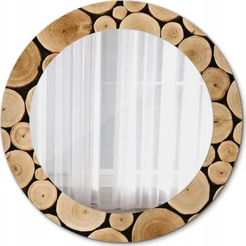 Zrcadlo Moderní Kulaté Zrcadlo s Rámem z Dřevěných Klacků 60cm