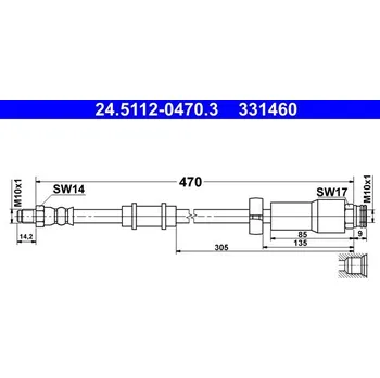 Brzdová hadice Brzdová hadice ATE WYPRZEDA˝ 24.5112-0470.3