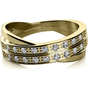 Prsten Couple, Zajímavý prsten Manon, žluté zlato se zirkony, vel. 58, prům. 18.5 mm, 585-68-1-0160.0Z00.0.58.001