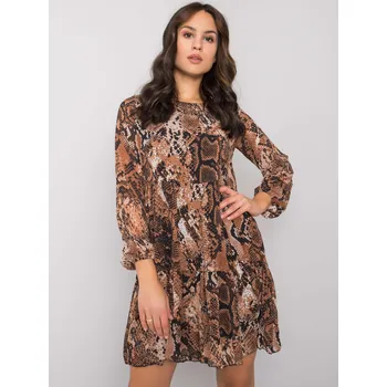 Dámské šaty Hnědé šaty Loxley se zvířecím potiskem WN-SK-2311-2.76-brown Velikost: L