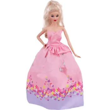 Doplněk pro panenku Princeznovské šaty pro panenku Barbie Barva: 100 WY růžová s květinami