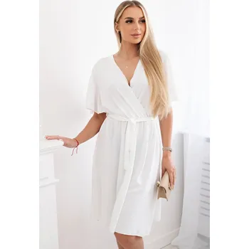 Dámské šaty Dámské ecru šaty s překříženým výstřihem K-Fashion, UNI i519_29568-U