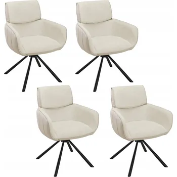 Jídelní židle Sada 4 moderních židlí RYKER béžové s automatickým návratem, čalouněné