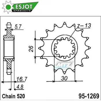 Řetězová sada pro motocykl Kolečko řetězové (pastorek) 1269-15zubů ESJOT 50-32073-15S - Honda CBR600F + CBR600RA (C-ABS) + CBR600RR + CBR900RR Fireblade + CBR1000RR Fireblade + CBR1000RA Fireblade + CBR1000S Fireblade SP + VTR1 HONDA VTR 1000 SP 1,2 2000-2006