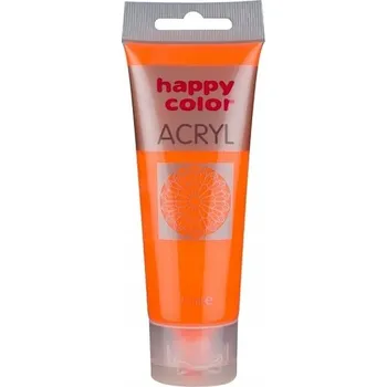 Vodová barva AKRYLOVÉ BARVY 75 Ml v tubě oranžová fluo. HAPPY COLOR INTENZIVNÍ BARVA